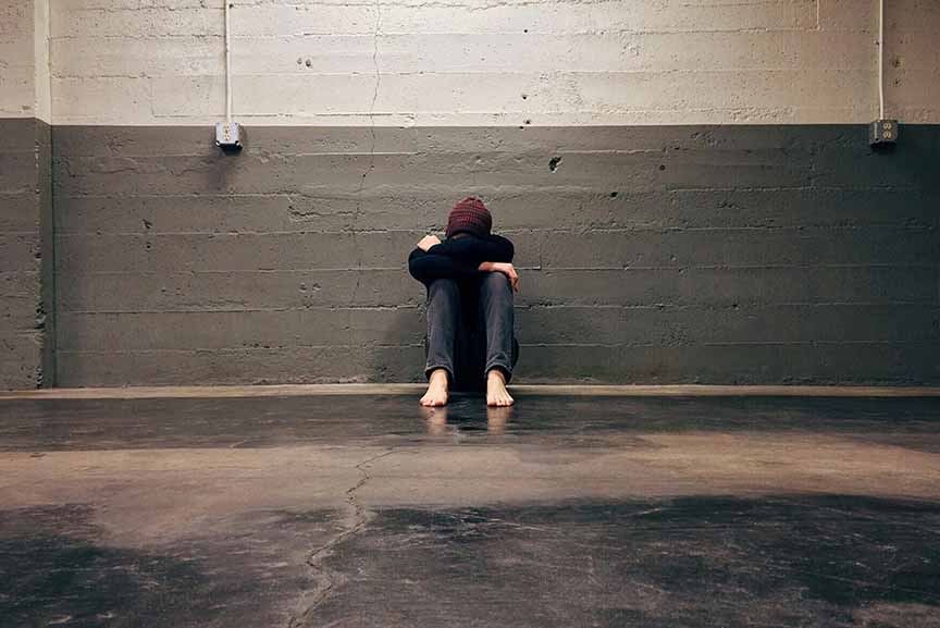 Young man showing depression
