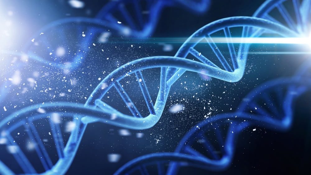 Spiral DNA double helix structure