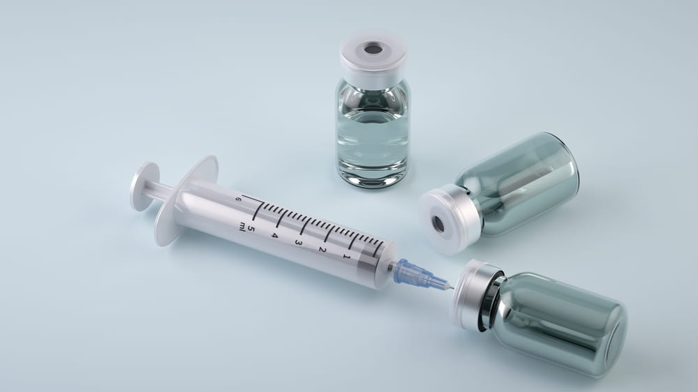 medical syringes and medication bottles